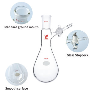 Verrerie de laboratoire CS Labglass, flacon de réaction <span class=keywords><strong>Schlenk</strong></span> en verre borosilicaté à paroi épaisse de forme Kjeldahl avec robinet en verre - Product Image 2