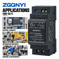 Alimentation à découpage AC/DC ultra-mince industrielle ZGQNYI SMPS 5VDC HDR-30-5 à montage sur rail DIN pour panneaux de commande et instrumentation