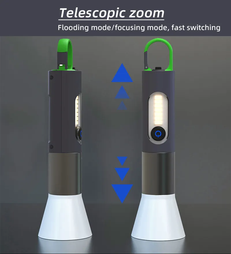 Многофункциональный светодиодный фонарик, белый лазерный уличный фонарь для кемпинга, велосипедный фонарь, перезаряжаемый светодиодный фонарик