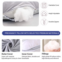 Énorme réduction : Oreiller de grossesse ergonomique portable en forme de U, gris clair, taille standard, pour soulager les jambes agitées et les personnes ayant chaud la nuit