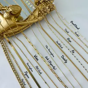 Verschiedene Edelstahl Halskette Kette vergoldet dicke dünne Kette Seil Ball Twist zierliche flache Bordstein Lippen Büroklammer Figaro Kette