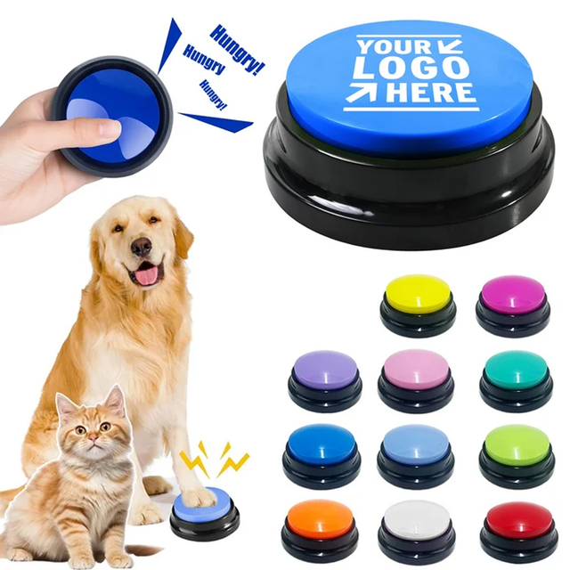 Custom Logo Recordable Dog Training Buttons Pet Communication Talking Button Set Interactive Voice Buzzer for Pet Supplies