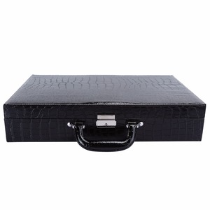 Caja de almacenamiento de reloj con 24 ranuras, estuche de exhibición de reloj de cuero de cocodrilo PU negro, organizador con cerradura, caja de regalo - Product Image 6