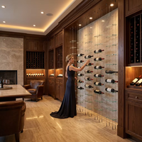 Porte-bouteilles mural réglable avec étagère flottante en verre, système de rangement suspendu pour la décoration de la maison et des restaurants
