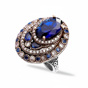 Anillo de zafiro con piedra de circón, diseño otomano, turco, auténtico, Plata de Ley 925, venta al por mayor - Product Image 2