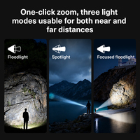 Lampe torche LED double mode SUPERFIRE L21 en alliage d'aluminium, faisceau intégré projecteur/spot, 1350 lumens, portée 180m, indice de protection IP44, rechargeable