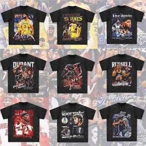 <span class=keywords><strong>Camiseta</strong></span> Retro con Estampado de Estrellas del Fútbol Americano: Clarkson, Curry, Irving, James, Morant, Manga Corta, Lavada - Product Image 2