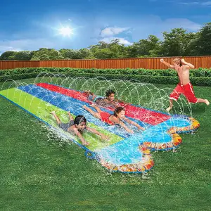 Drievoudige Racer Waterglijbaan 16 Ft Opblaasbare Achtertuin Waterglijbaan Splash Speelgoed