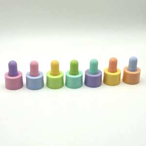 Pipet Kaca dengan Dot Karet 20mm 20/410, Plastik, Cincin Hijau Kuning Ungu Biru Pink Satu Warna, Penetes untuk Botol Kaca 1oz - Product Image 2