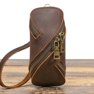 Étui à clés en cuir, mini pochette en cuir <span class=keywords><strong>de</strong></span> <span class=keywords><strong>vachette</strong></span> avec fermeture éclair pour clés <span class=keywords><strong>de</strong></span> voiture et pièces <span class=keywords><strong>de</strong></span> monnaie, personnalisation d'usine - Product Image 4