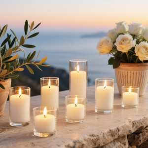 Wholesale Wedding Decoration Supplies Scented Candles with Cylinder Glass Jar Candle Holders Lanterns and Candle Jars