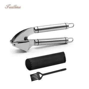 Rust-proof Garlic Press and Peeler, Stainless Steel Garlic Mincer Press Set for Kitchen