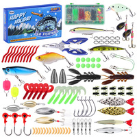 Ensemble de matériel de pêche transfrontalier, boîte de cadeaux de Noël, boîte à l'aveugle, matériel de pêche, appât, tous les jours, toutes les saisons, 78 pièces, 101 pièces
