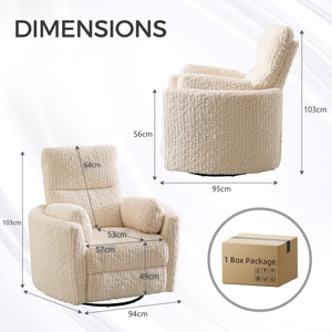 <span class=keywords><strong>Fauteuil</strong></span> <span class=keywords><strong>inclinable</strong></span> pivotant à bascule avec chargeur USB, dossier haut, pour chambre d'enfant, salon et chambre à coucher - Product Image 6