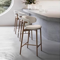 Chaise de bar en bois massif, style moderne et minimaliste, avec dossier, design nordique, tissu, pieds longs, tabouret haut avec accoudoirs