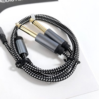 Cable de Audio Tipo C a Doble 6.35mm TRS, Trenzado de Nailon, Conector Estéreo Chapado en Oro para Mezcladora, Amplificador, Altavoz, Estudio de Grabación
