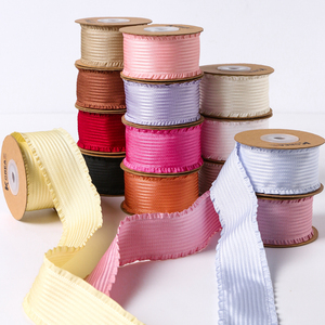 Cinta de rayas verticales con borde de hoja con volantes, accesorio para el cabello con lazo DIY para cuello de ropa, zapatos, accesorios, regalos, embalaje de flores - Product Image 1