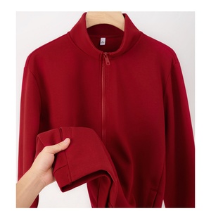 Heavyweight 380gsm Solid Color Zipper Jacket for Men Unisex Stand-<b>Up</b> Collar Hoodie - Product Image 5