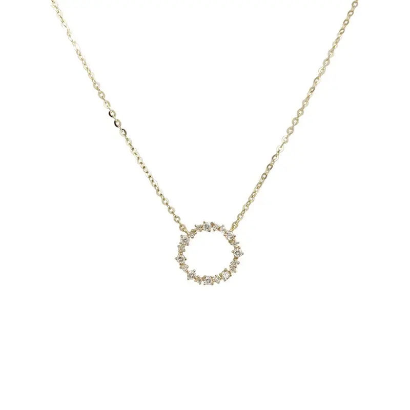 Fine Jewelry CZ Diamond Necklace Elegant 14k Gold 925 Sterling Silver Charm Necklace Women