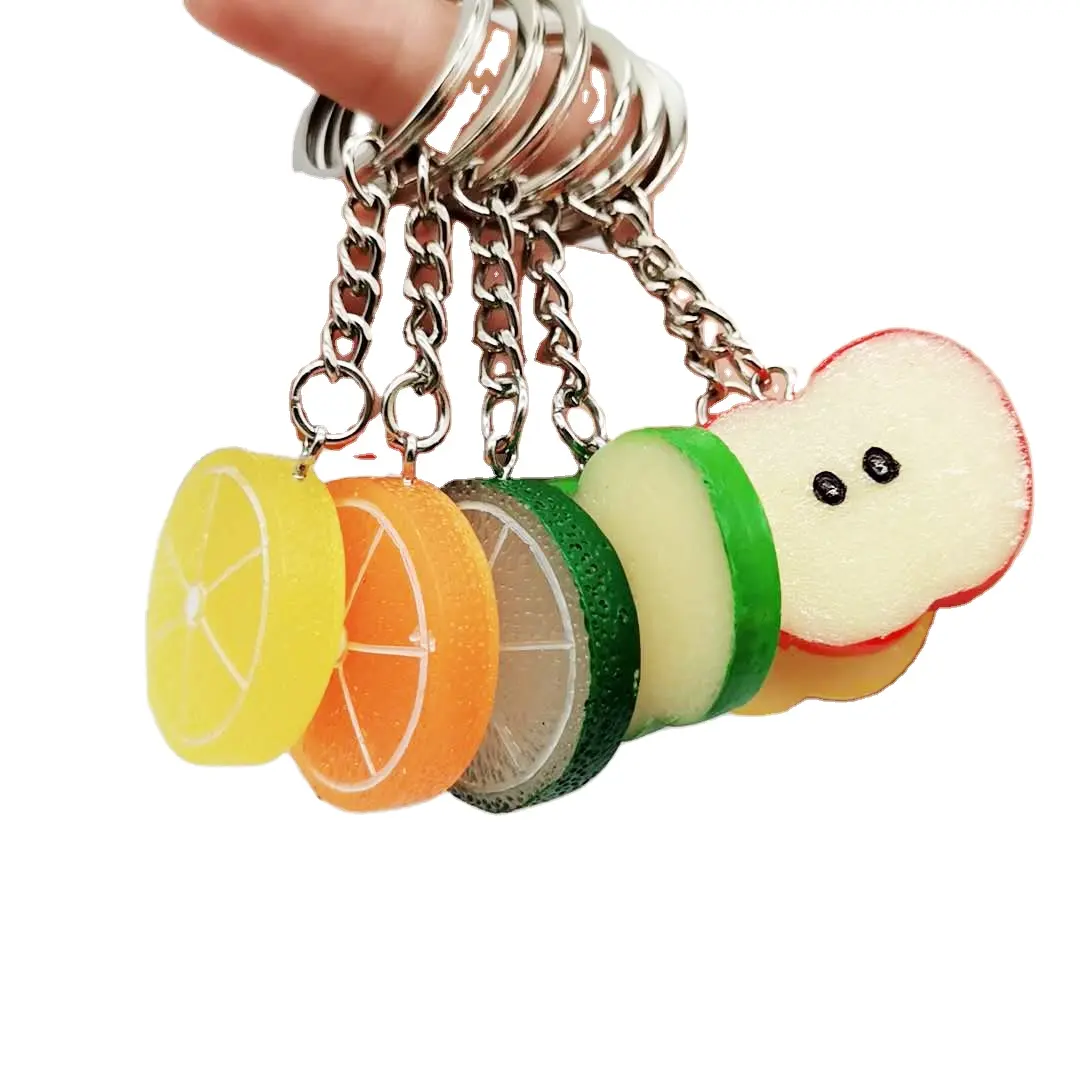 Lemon apple keyring pendant resin simulation fruit keychain