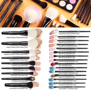 BEILI Ensemble <span class=keywords><strong>de</strong></span> pinceaux <span class=keywords><strong>de</strong></span> maquillage professionnels véganes multi-usages 24 pièces pour le contour et le <span class=keywords><strong>teint</strong></span>, poils synthétiques, noir pailleté, cosmétiques - Product Image 3