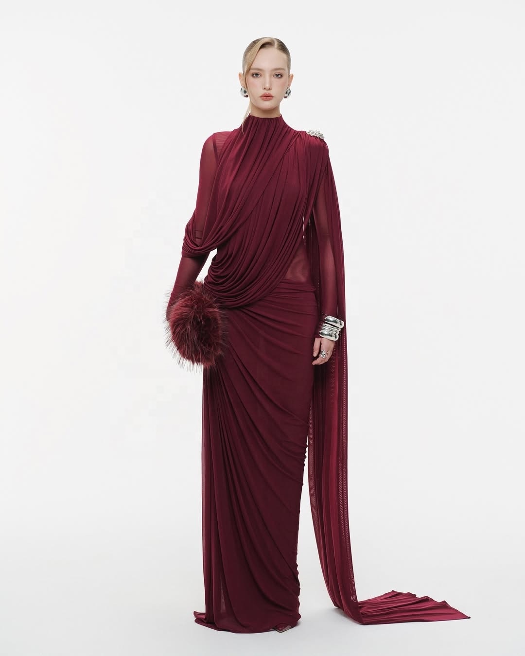 Elegant Claret Color Dress - Perfect for Any Occasion