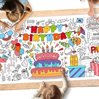 Poster géant à colorier Joyeux Anniversaire en gros, nappe DIY avec taille/image personnalisée pour décoration murale de fête d'anniversaire