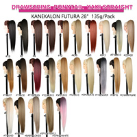 Queue de cheval synthétique Julianna Wholesale Premium Futura Fiber 28 pouces, lisse Yaki, avec cordon de serrage, extensions capillaires