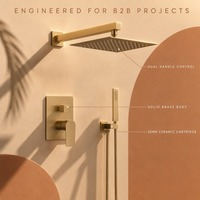 Ensemble de robinetterie de douche murale en laiton massif, finition or brossé, double fonction, avec douchette supérieure, personnalisable OEM/ODM, pour salle de bain - Vente en gros