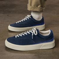 Chaussures décontractées pour hommes, style universitaire, plateforme respirante, bleu foncé et beige, prix réduit, style loisirs, populaires