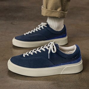 Chaussures décontractées pour hommes, style universitaire, plateforme respirante, bleu foncé et beige, prix réduit, style loisirs, populaires - Product Image 4