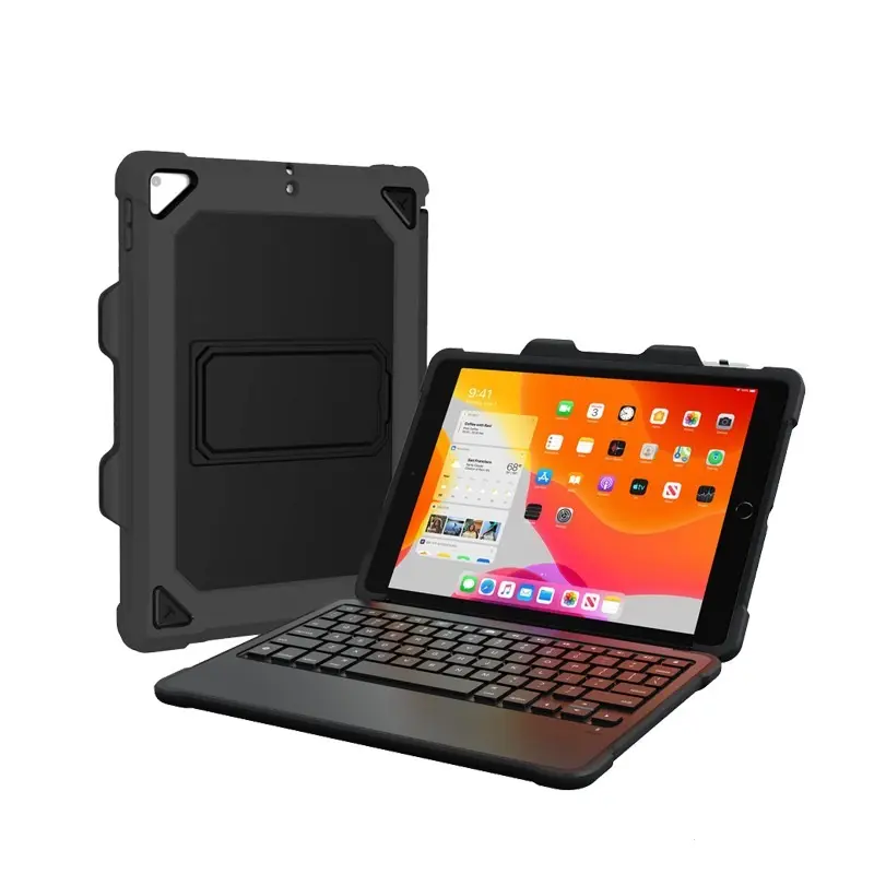 Kickstand-Soporte inteligente de 3 pines para teclado, funda protectora resistente con portalápices, MFi, 3 pines, Bluetooth, teclado inteligente, Cas