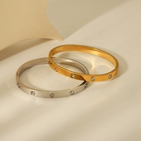 Bracelet de Luxe en Acier Inoxydable Doré pour Femme, Bijou de Mode Fine, Designer de Marque, Zircon Sertie de Diamants, Modèle Vis d'Amour