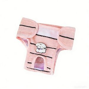 Pantalons menstruels roses et blancs pour chiens, respirants, fermeture Velcro, pour petits et moyens chiens de sexe femelle, couche pour animaux de compagnie YF20260131 11 - Product Image 1