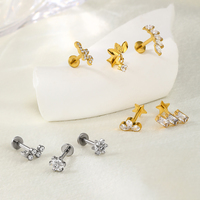 Toposh Bijoux de piercing corporel ASTM F136 G23 Zircon Titane, Anneaux à poussoir sans filetage, Labret pendantes, Boucles d'oreilles piercing