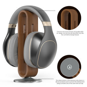 Support de casque en bois pour bureau Conception d'arc en forme de U <span class=keywords><strong>Base</strong></span> en alliage d'aluminium Support de casque de jeu pour Sennheiser <span class=keywords><strong>Bose</strong></span> Beats - Product Image 4