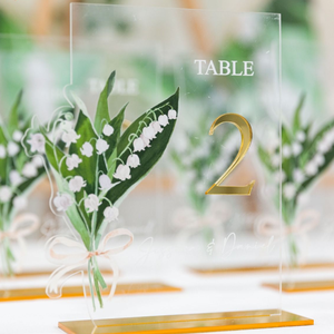 Incantevoli incisioni floreali giglio della <span class=keywords><strong>valle</strong></span> della tavola nuziale numero Set acrilico chiaro con basamento centrotavola <span class=keywords><strong>segni</strong></span> di decorazione - Product Image 2