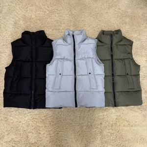 Men's <b>Sleeveless</b> Down Vest Stand Collar Zipper Front Pockets Solid Color Casual Outerwear Thick Polyester 90% Down - Product Image 5