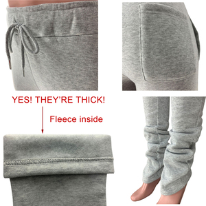 <span class=keywords><strong>Pantaloni</strong></span> da donna taglie forti in pile spesso <span class=keywords><strong>con</strong></span> coulisse e tasche posteriori, vita alta, modello stacked, autunno inverno 2020 - Product Image 5