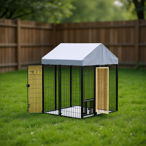 Enclos pour chien en métal de qualité supérieure, portails et enclos pour animaux de compagnie rectangulaires d'extérieur avec porte coulissante horizontale pour plus de confort et de sécurité - Product Image 2