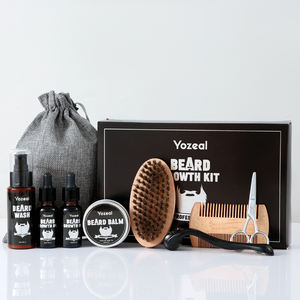 <span class=keywords><strong>Kit</strong></span> de soin et de toilettage pour barbe pour hommes : avec 2 huiles à barbe et baume, gel après-<span class=keywords><strong>rasage</strong></span>, ciseaux, brosse et peigne avec sac de rangement - Product Image 1