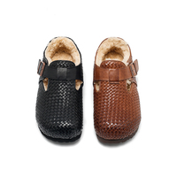 Bottes de neige tissées respirantes en cuir véritable pour filles