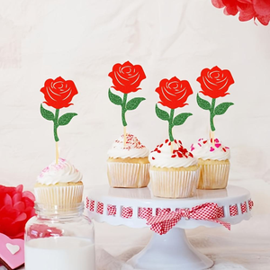ท็อปเปอร์คัพเค้กรูปดอกกุหลาบ 12 ชิ้น สำหรับวันวาเลนไทน์ ใช้ตกแต่งเค้กในงานขอแต่งงาน งานหมั้น และงานแต่งงาน - Product Image 5