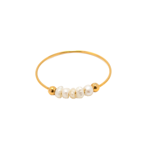 Модное кольцо 18K позолоченное натуральное пресноводное жемчужное кольцо из нержавеющей стали для женщин ювелирные изделия - Product Image 1