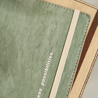 Organisateur/Agenda A5 en cuir PU vert, couverture rigide, 256 pages, lignage épais, reliure cousue, bande élastique, cadeau, bloc-notes professionnel