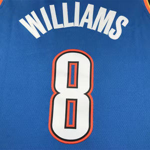 เสื้อเจอร์ซีย์บาสเก็ตบอลแบบอเมริกัน #8 jalen Williams สีขาวดำส้ม2024ขายส่งใหม่ - Product Image 3