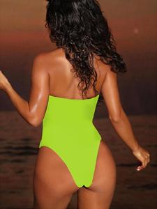 2025 nuovo Bikini intero solido con taglio alto scavato speciale tessuto Fitness costumi da bagno Sexy Bikini set per le donne - Product Image 2