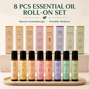 Mezcla de Aceites Esenciales Terapéuticos al por Mayor de Fábrica, Roll-on Natural de 10 ml para <span class=keywords><strong>Piel</strong></span> y Cuerpo con Lavanda, <span class=keywords><strong>Romero</strong></span> y Eucalipto - Product Image 1