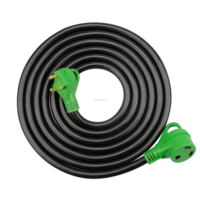 Kabel Ekstensi RV Otomatis 50 Kaki dengan NEMA TT-30P TT-30R 30-Amp 10/3 STW 10AWG Gauge 3 Kawat 125-Volt 3-Pin 30-Gauge Selubung PVC