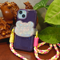 Coque arrière de téléphone portable Taohelp avec motif transparent en PC, matériau DIY, cordon de suspension rétractable et réglable en hauteur